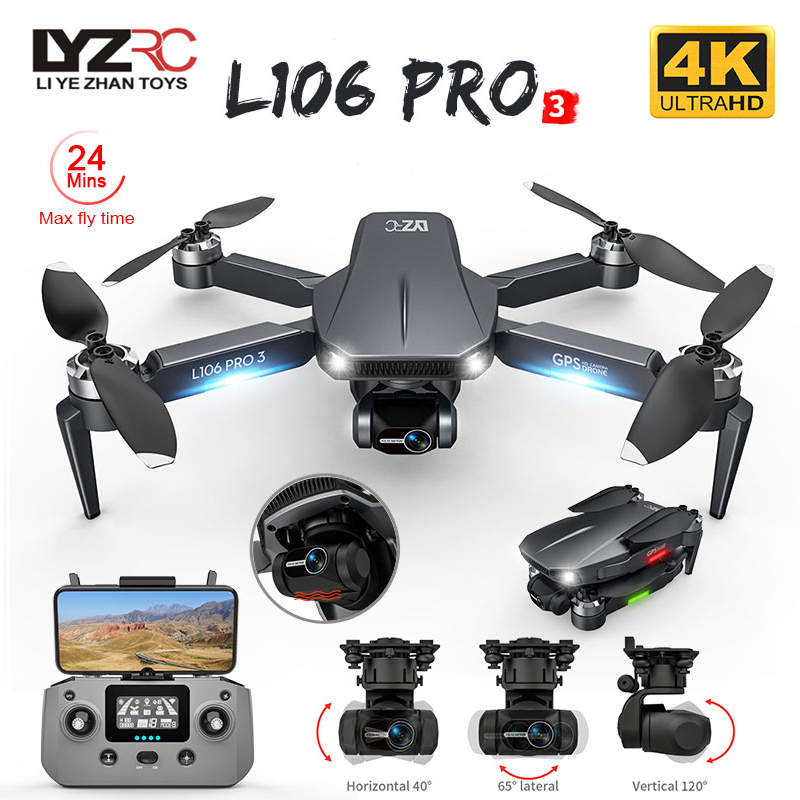 Rc Helicopter Charger - ドローンL106pro 3,4K 5g,wifi,fpv,折りたたみ式GPS,rcクワッドコプター,プロのブラシレス,ヘリコプター,おもちゃ