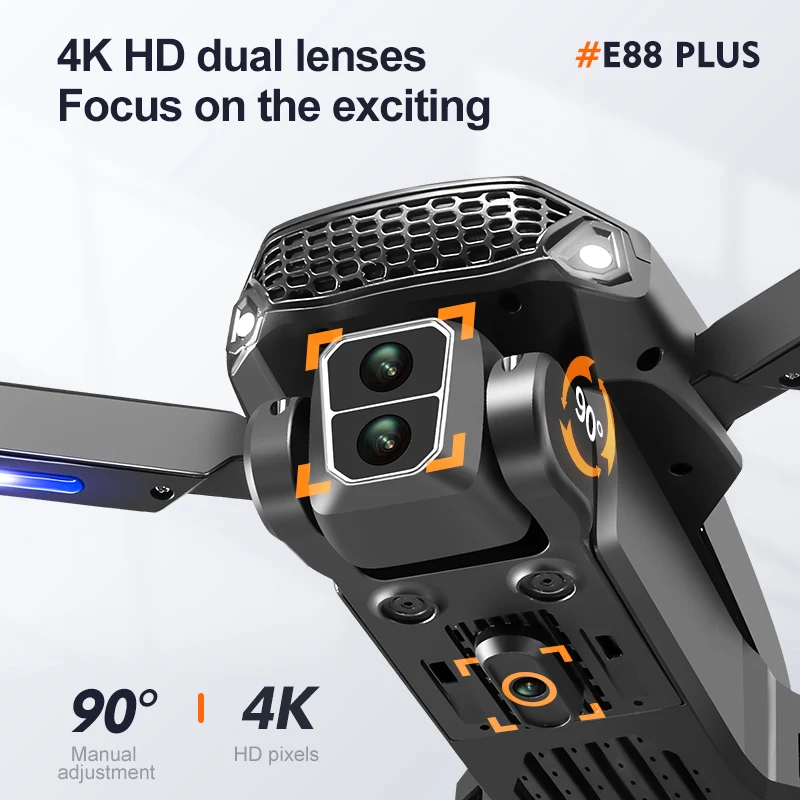 新型E88 Plusクアッドコプタードローン：90 °    - Rc Helicopter Case のレビューと価格