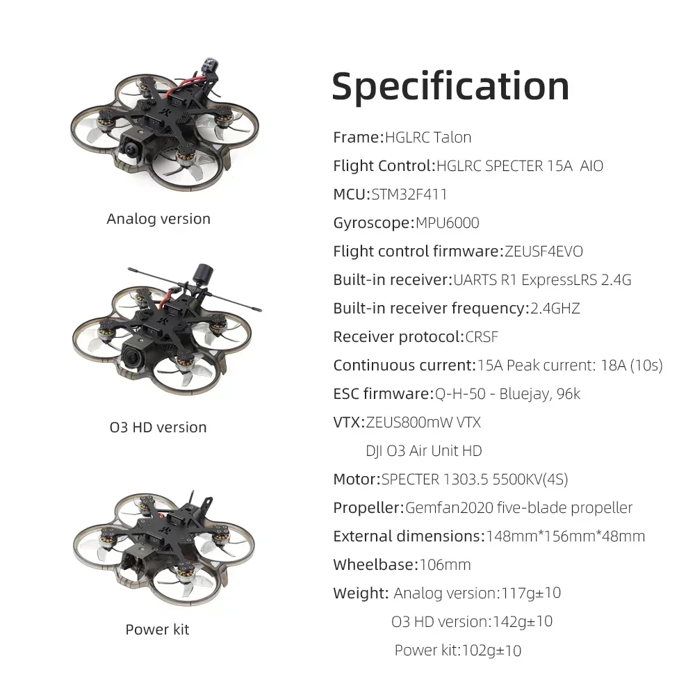 HGLRC Talon 2インチ シネフープ FPV O3  - Rc Helicopter Gas のレビューと価格
